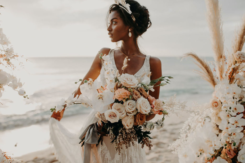 bohemian beach bridal session